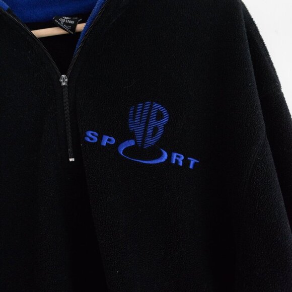 VTG '97 Warner Brothers Studio Store Navy Blue Wb Sport Half Sip Fleece Sweater - Picture 3 of 13